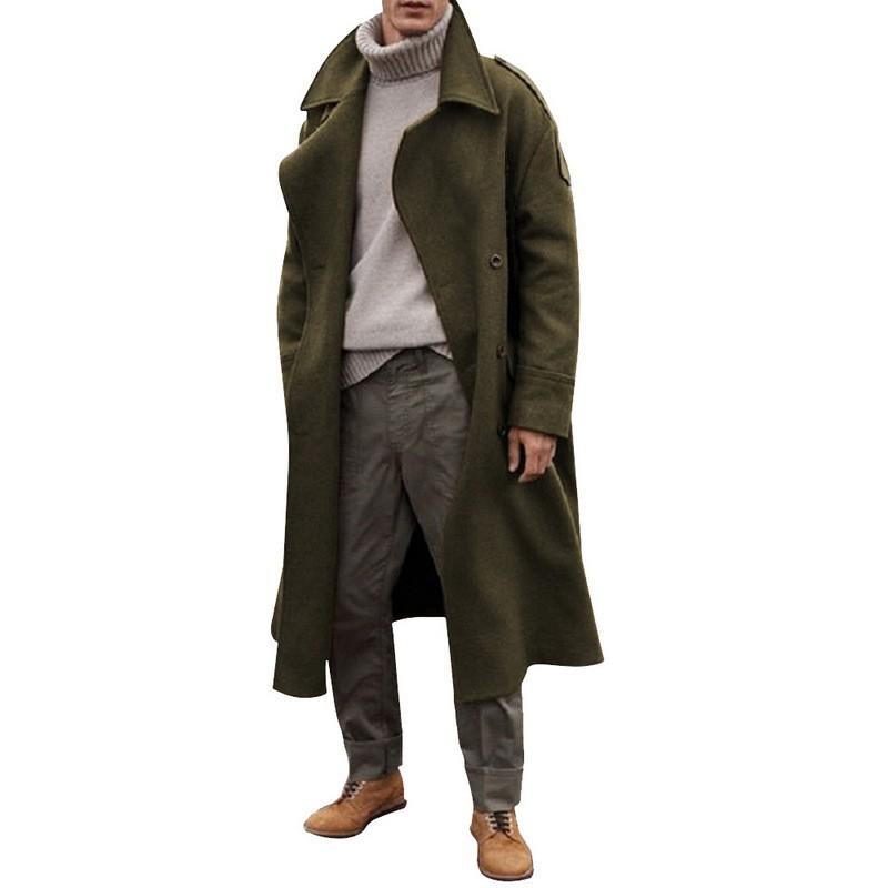 Mens Long Wool Blend Overcoat Oversized