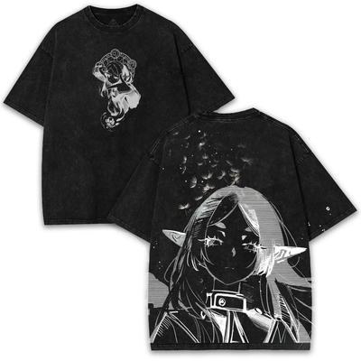 Anime Frieren T-shirt Gothic Vintage Y2k Washed T Shirt Men Women Clothing Summer Oversized Short Sleeve 100% Cotton Tees Tops
