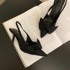 French high-heeled niche bag head bow sandals fairy shoes 2025 new summer thin heel pointed shoes