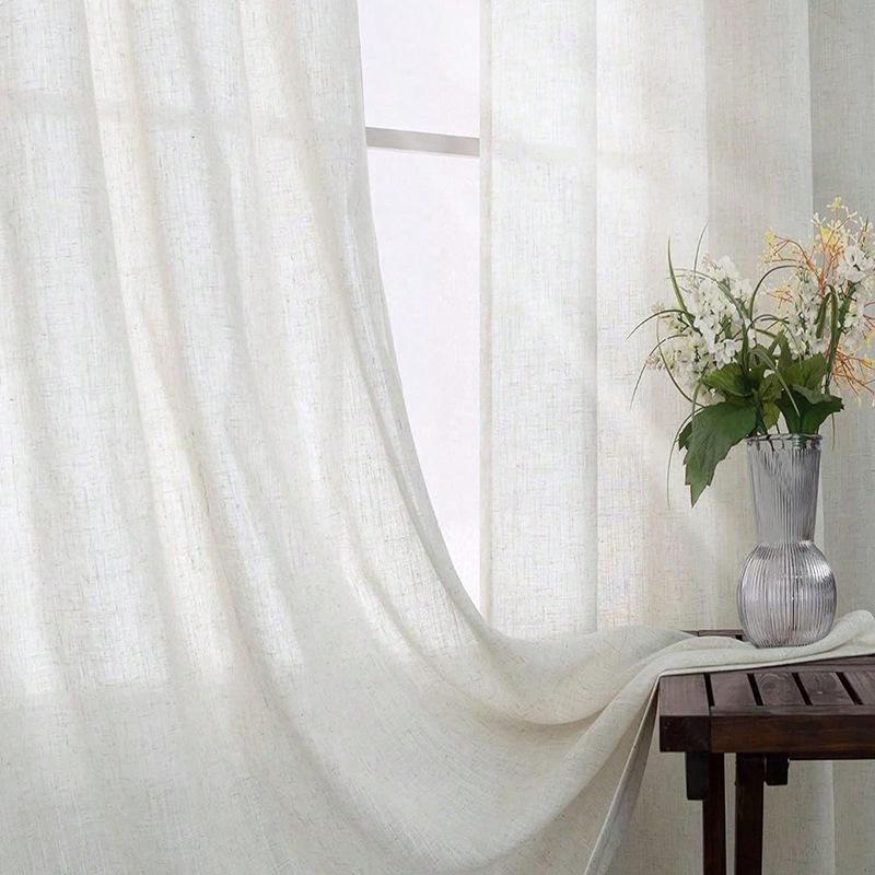 Cremefarbene Leinenmischung Transparente Vorhänge für Schlafzimmer und Wohnzimmer
