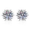 Boucles d'oreilles en argent sterling S925 pour femmes, boucles d'oreilles moissanite flocon de neige, plaqué or pt950, petits et mignons bijoux d'oreille