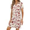 Women's Casual V-neck Short Sleeve Split Hem Floral Print Dress