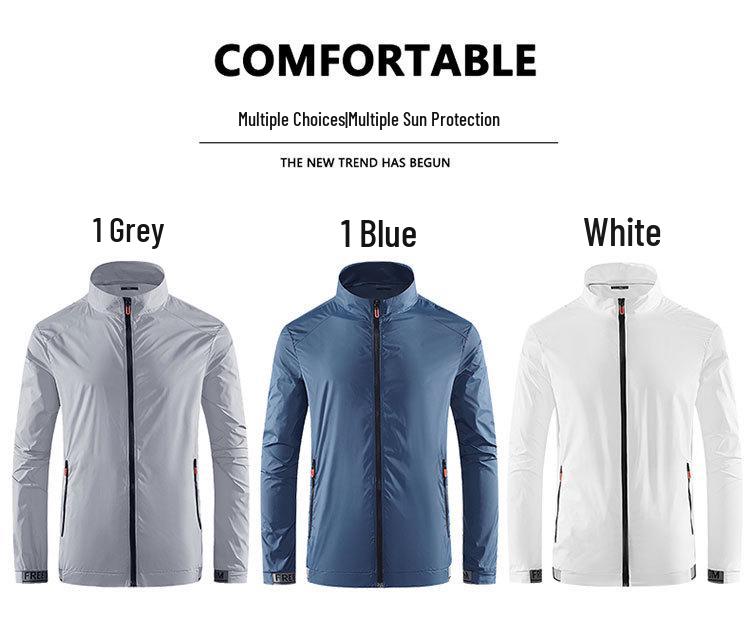 Men's Quick-Dry Ice Silk Sun Protection Jacket - Summer Lightweight Stand Collar Sports Top