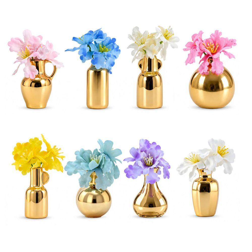 8Pcs Creative Tiny Magnetic Bud Vases 3D Refrigerator Magnets Vase Living Room