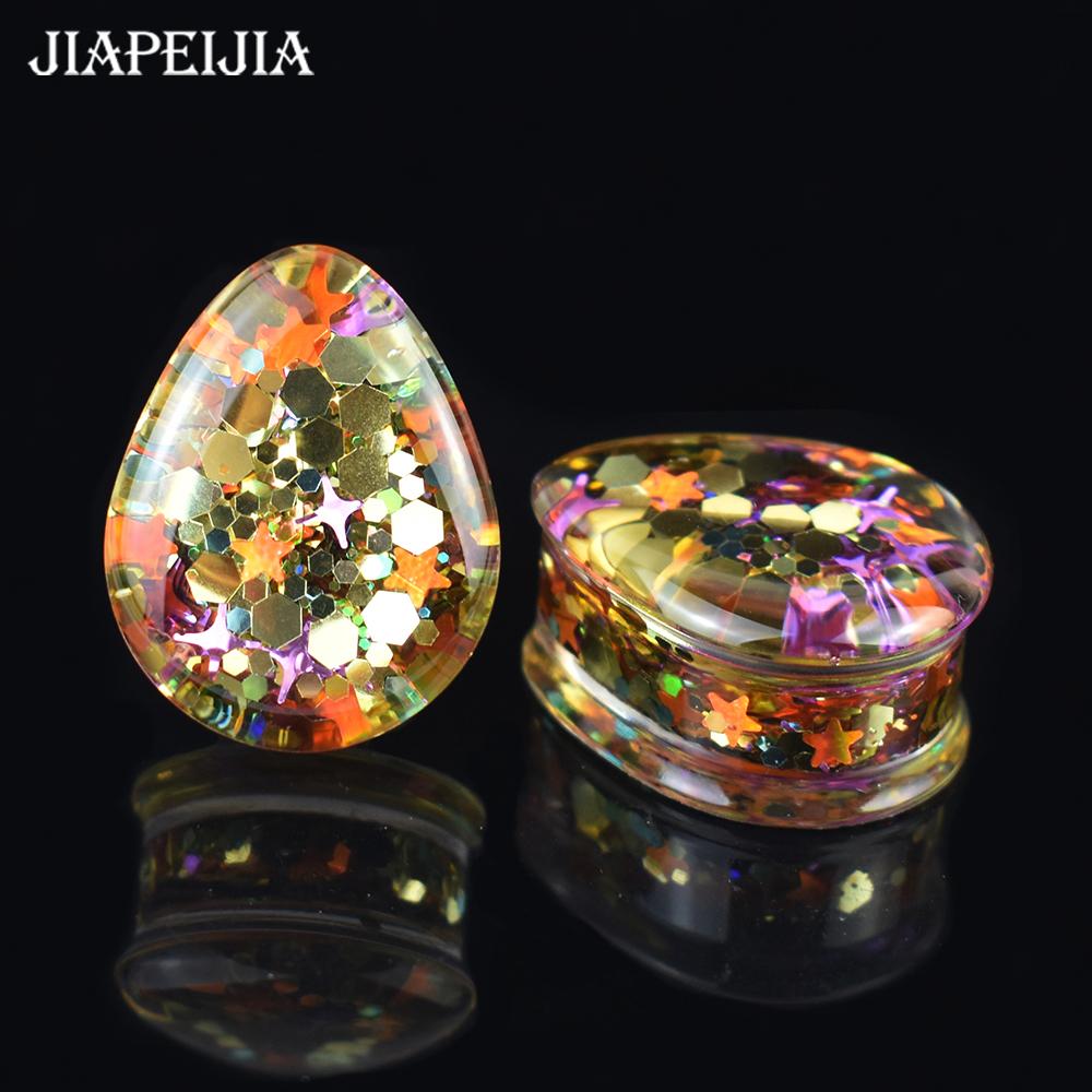 

2 шт. 8-50 мм Капля Мультиколор Тоннели Плаги Расширители для ушей Дабл Флэред Плаг Боди-пирсинг для женщин и мужчин 8mm разноцветный