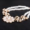 Yousheng Women Necklace Bohemian Elegant Double-layer Sun Flower Pendant Geometric Ladies Faux Pearl Choker Necklace Jewelry Decoration Gift for