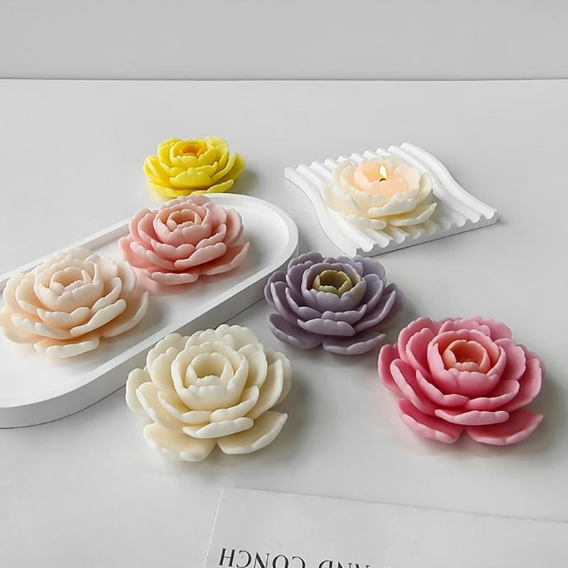 Camellia Flower Silicone Mold DIY Scented Candle Making Handmade Soap Mold DIY
