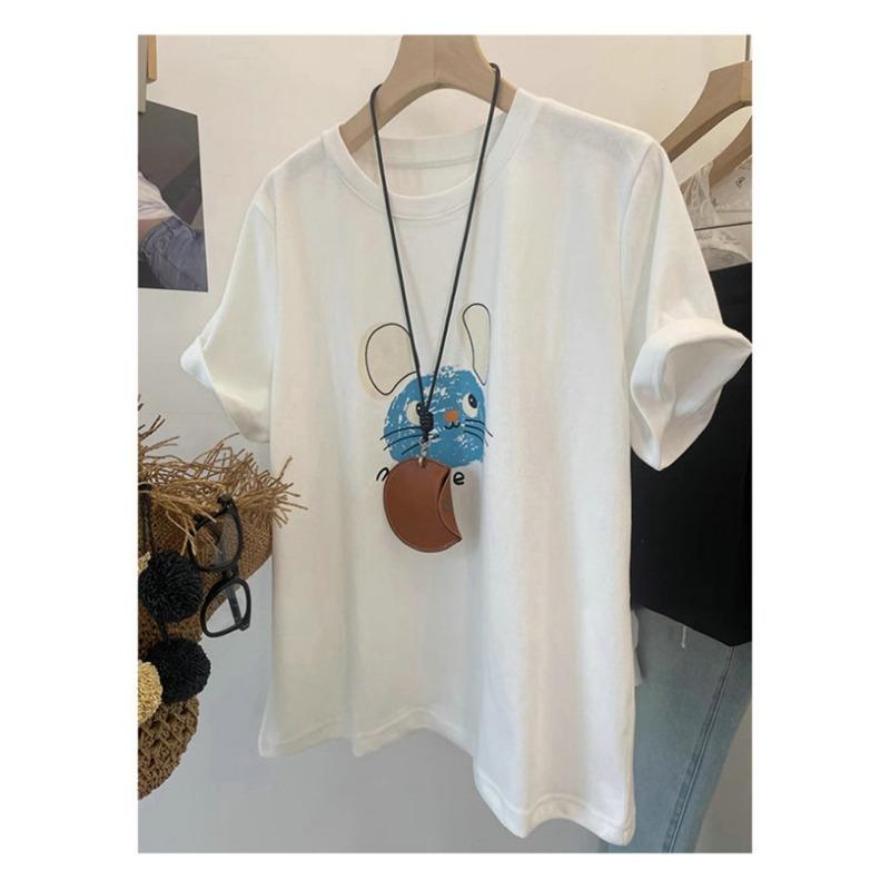 

Топ с коротким рукавом из чистого хлопка для женщин Летом Новый Свободный Большого размера Утягивающий топ для защиты живота XXXL