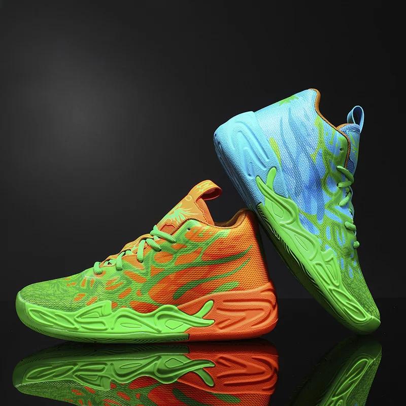 Mens Basketball Shoes Non-Slip Breathable Outdoor Sneakers Fashion Graffiti Sports Training Shoes for Running Walking