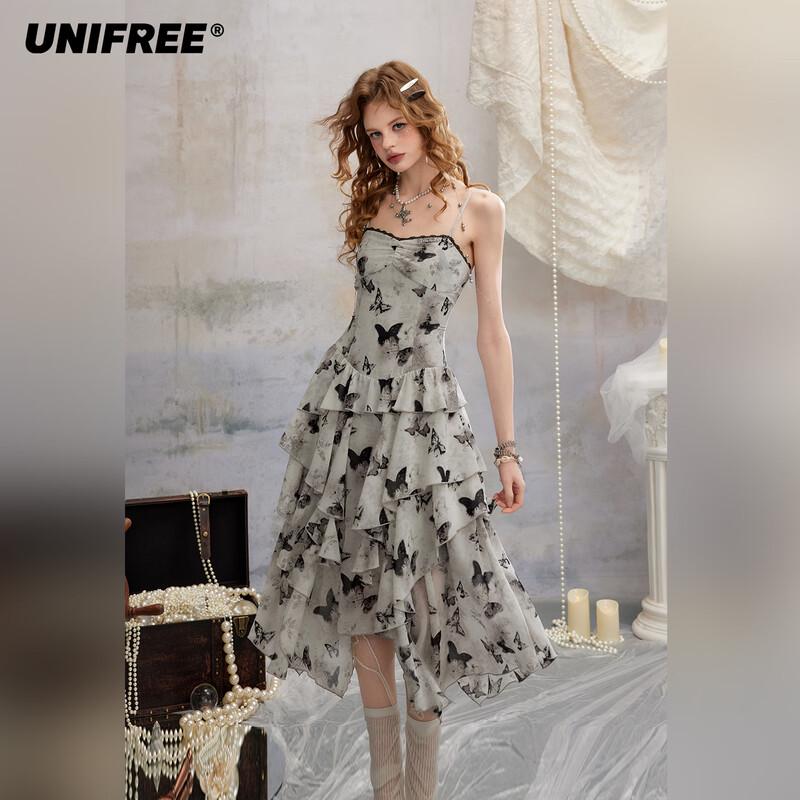 UNIFREE Butterfly Print Strappy Maxi Dress