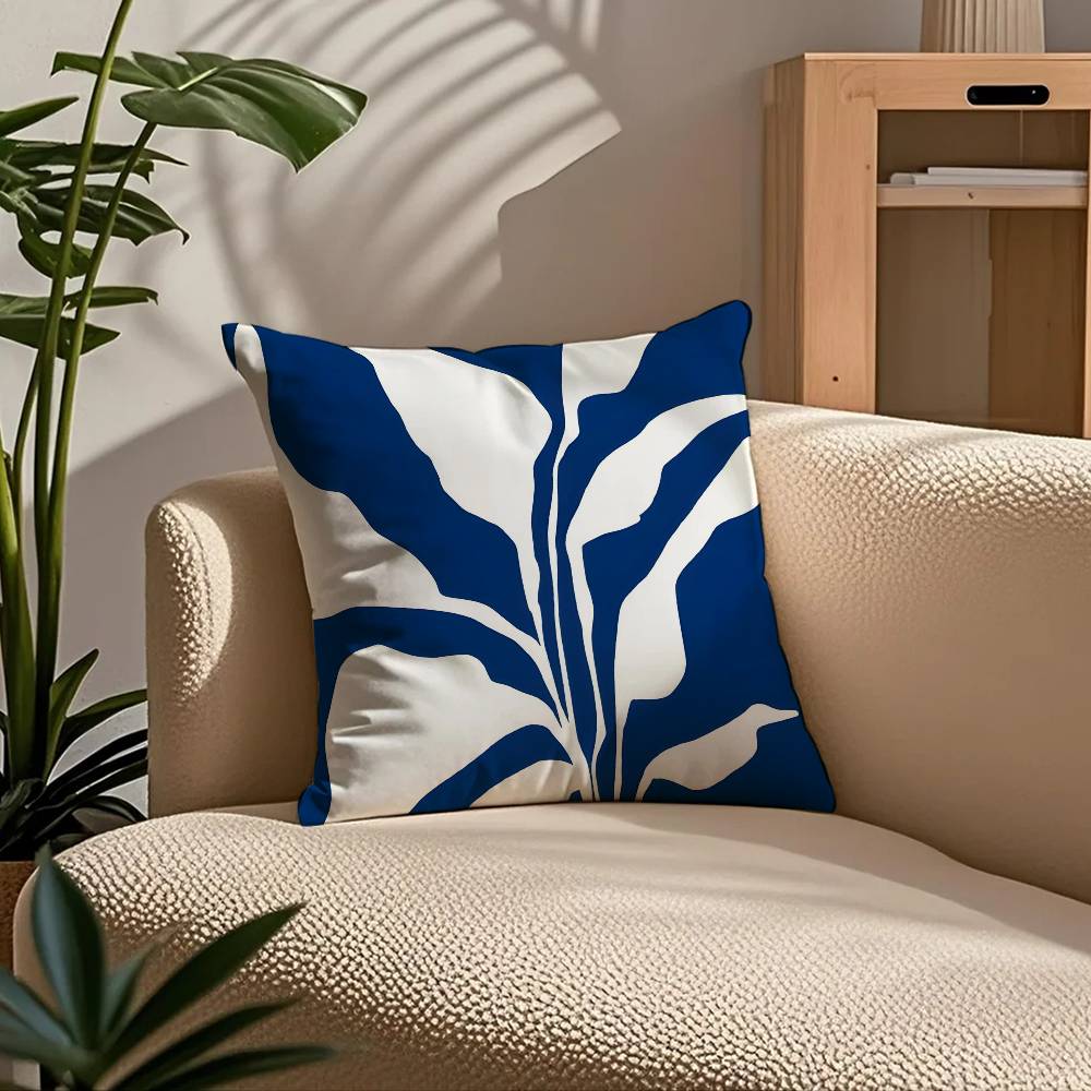 E-Elegant Blue Floral Anime Pillow Case Comfort Sofa Bed Silky Elegant Invisible Zipper Custom Decorative Cushion Cover
