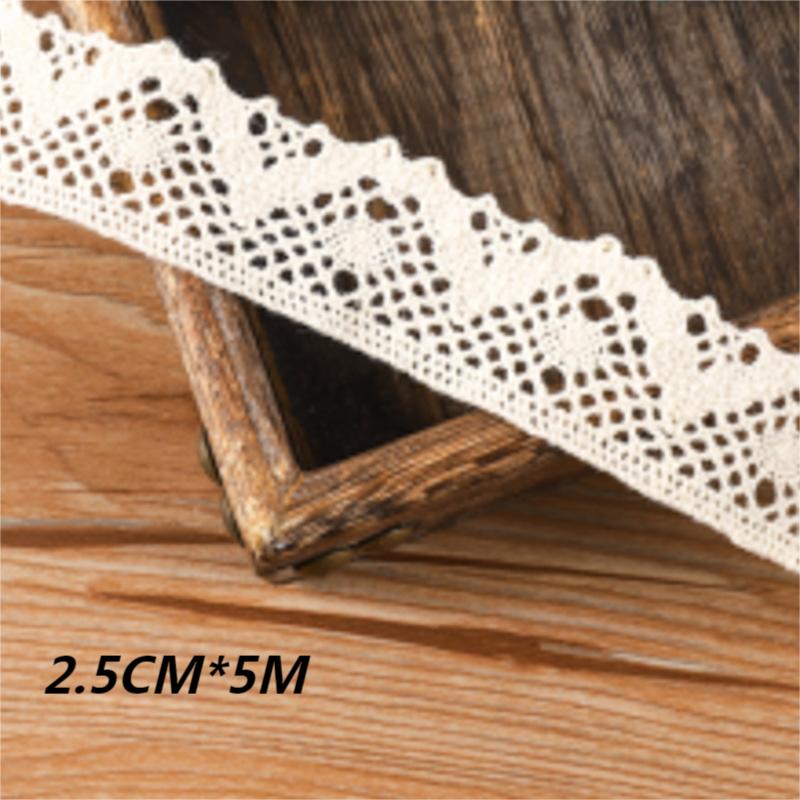 5Meter Roll White Cotton Embroidered Lace Net Ribbons Fabric Trim DIY Decorate Sewing Handmade Craft Materials Bow