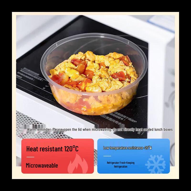 NHZHIW Disposable Round Plastic Food Container with Lid