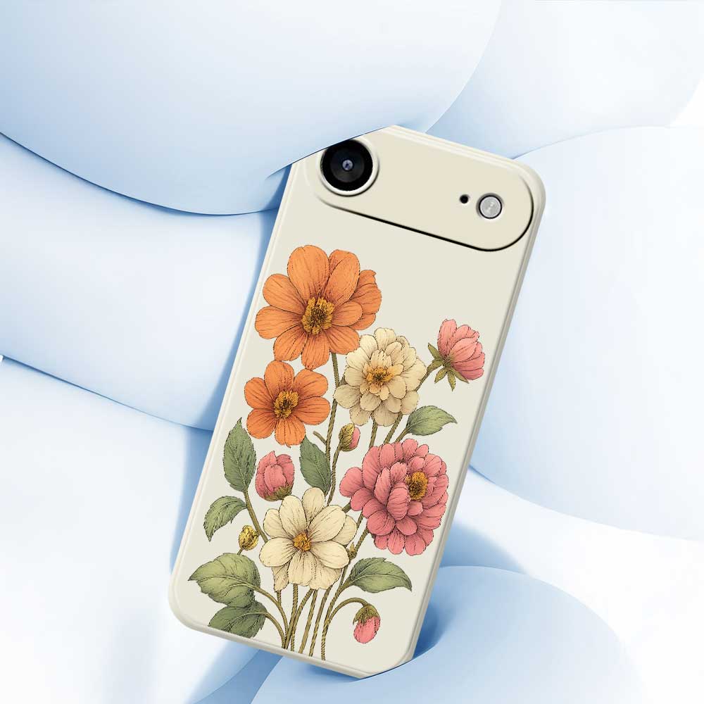 For iPhone 17 Air Case Beautiful Flowers Pattern Printing Straight Edge TPU Phone Back Cover