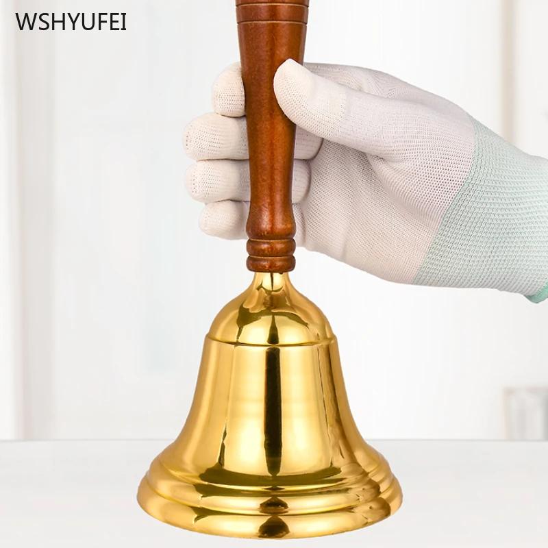 1pc Hand Shaking Copper Bell Meeting Reminder Bell Restaurant Serving School Activity Bell Temple Supplies Christmas Decorations