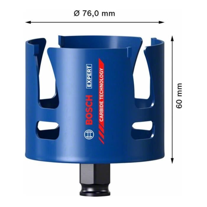 Scie-trépan - BOSCH - 2608900473 - Diamètre 76 Mm - Longueur 60 Mm - Bleu