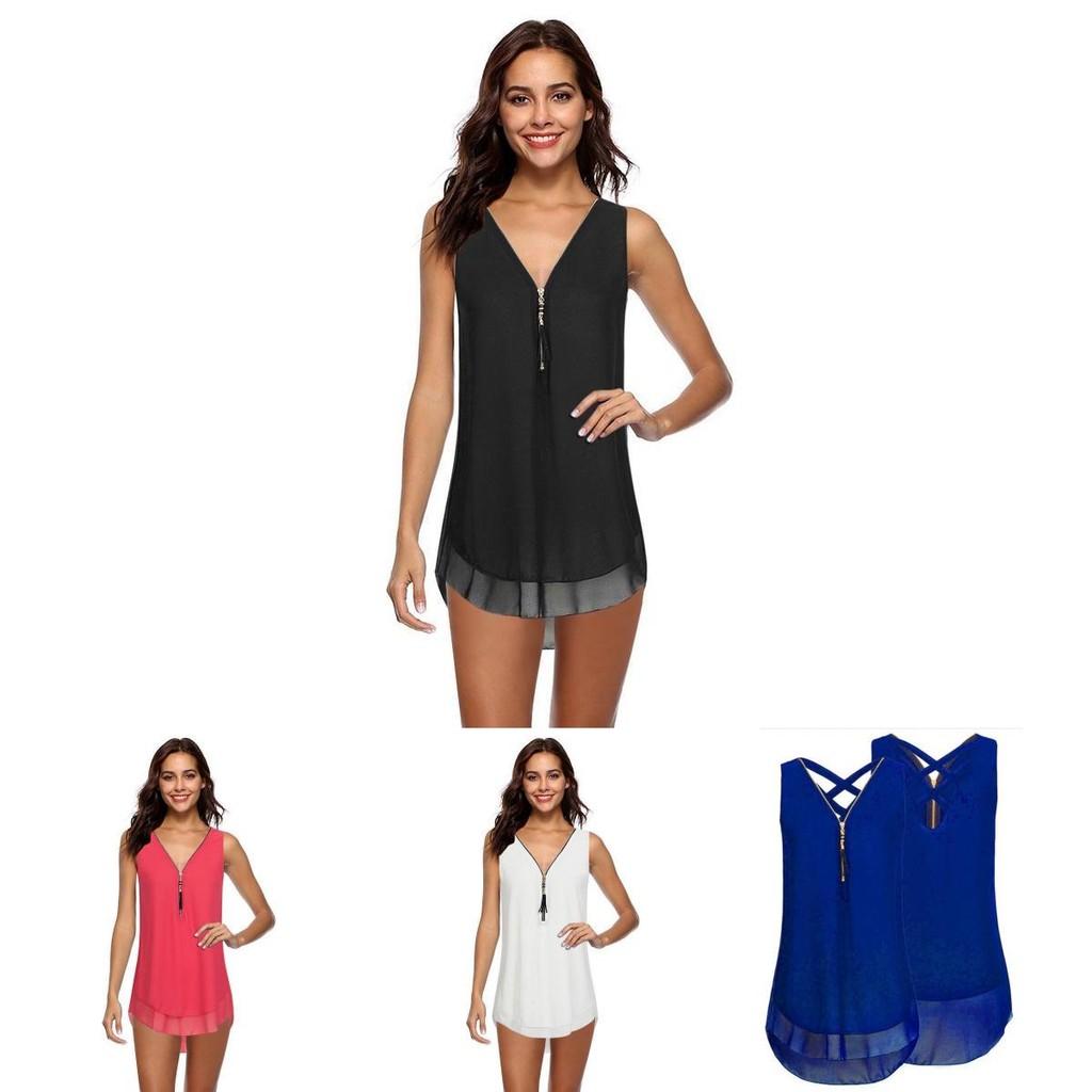 Stylish Women Sleeveless Vest With Cross Back Design And Convenient Front Zipper For Plus Sizes