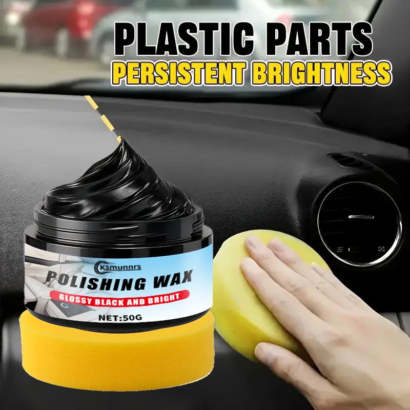 Interior Car Care & Exterior Plastic Restorer - Glossy Black Liquid Wax for Leather, Bumper, Wheels - Scratch Repair, Shine Enha