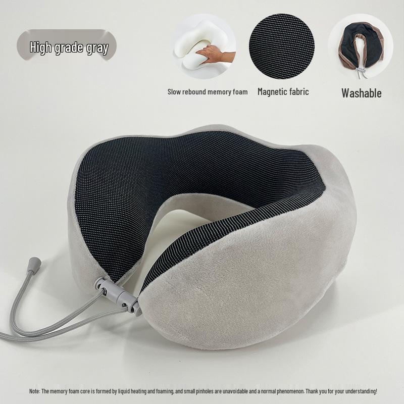 U-vormig traagschuim reisneksteun - Hoge kwaliteit cervicale ondersteuning met magnetisch doek met langzame terugvering
