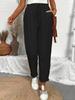 Damen Hochtaillierte Baumwoll-Leinen Freizeithose mit Kordelzug und Taschen (Kollektion 2025)