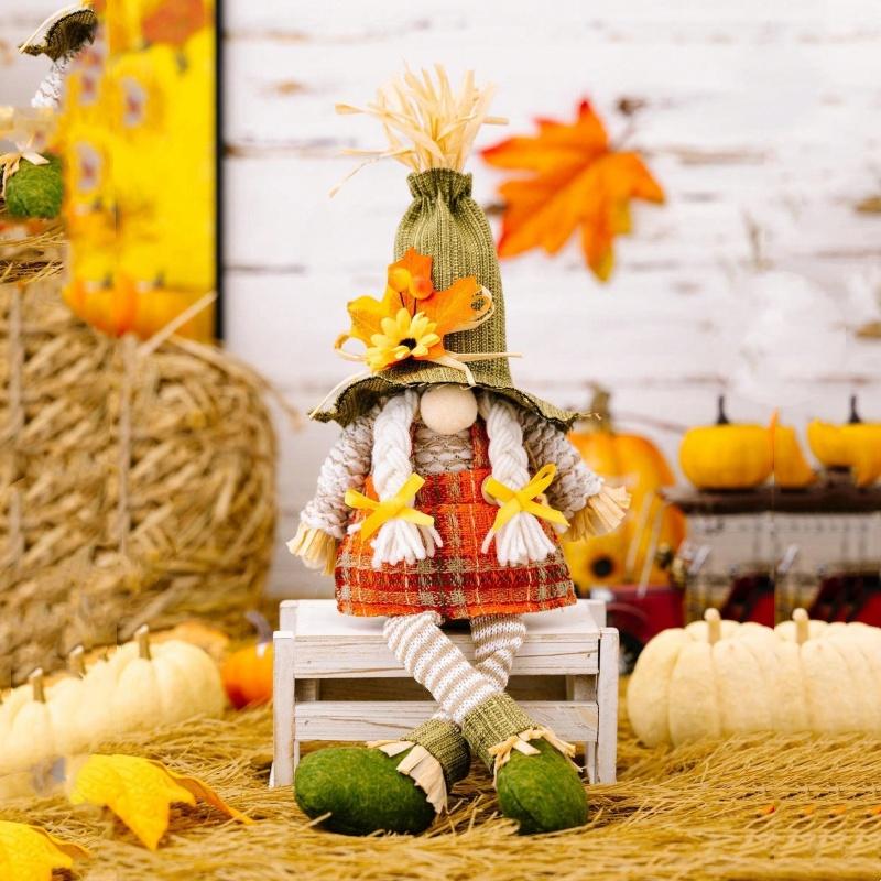Harvest Autumn Leg Hanging Dwarf Doll Scarecrow Ornament Festival Doll 1