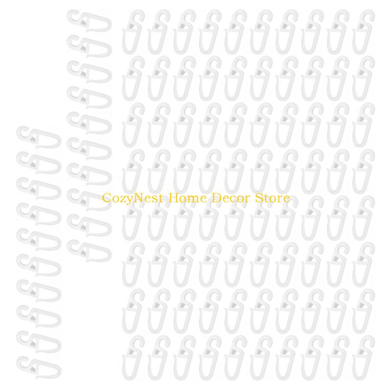 92MF 100Pcs S Shape Curtain Rails Gliders Hooks Sliders Clip Set for Easy Glides and Stability In Bedroom and Living Room