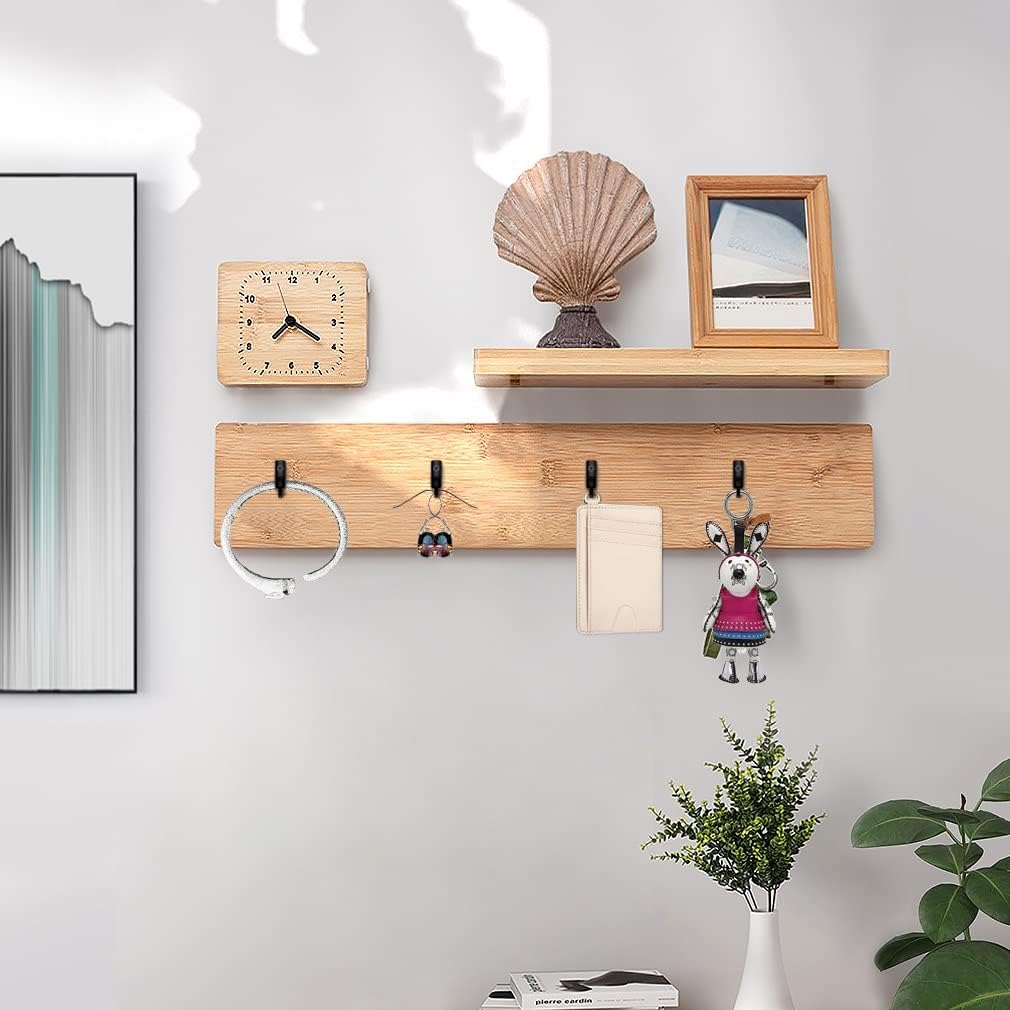 58 Pieces Key Hooks, Black Small Hooks for Hanging Hat, Jewelry, Steel Metal Hook, Kitchen Little Towel Hook with Black Screws for Farmhouse Retro