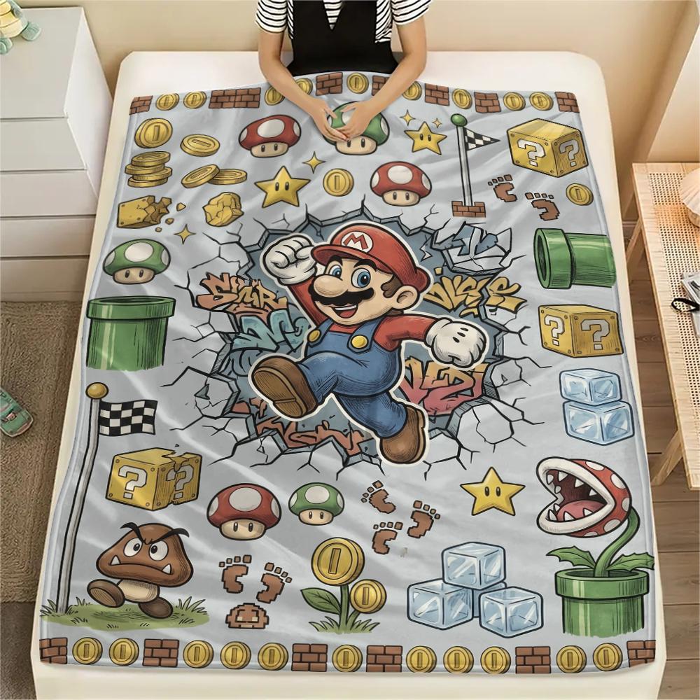 Mario Jumping Action Blanket, Mario Fan Cozy Throw, Great Gift.chl