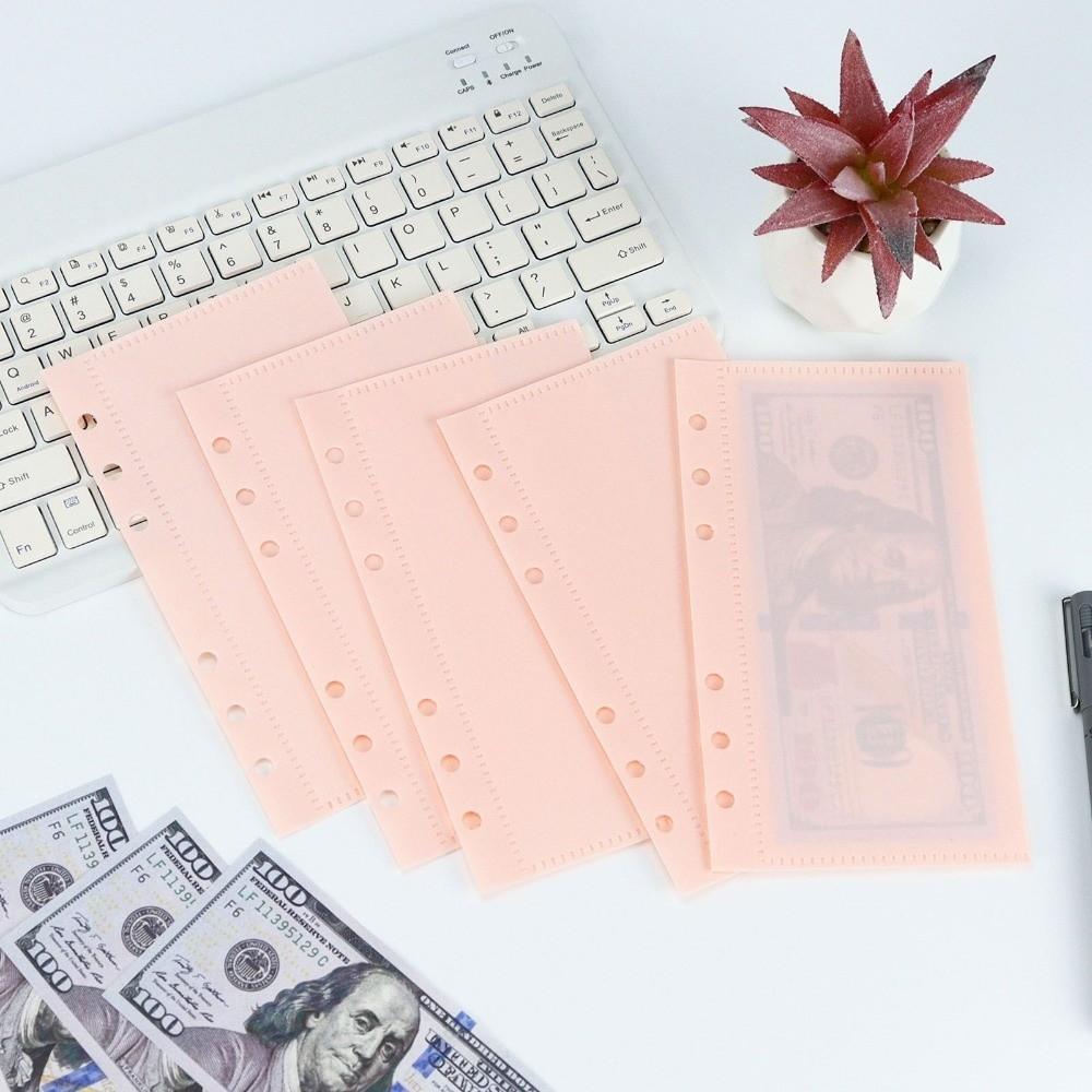 5pcs Transparent Loose Leaf Refill Sleeves A6/A7 Cash Envelope Inserts  Bill/Card Storage