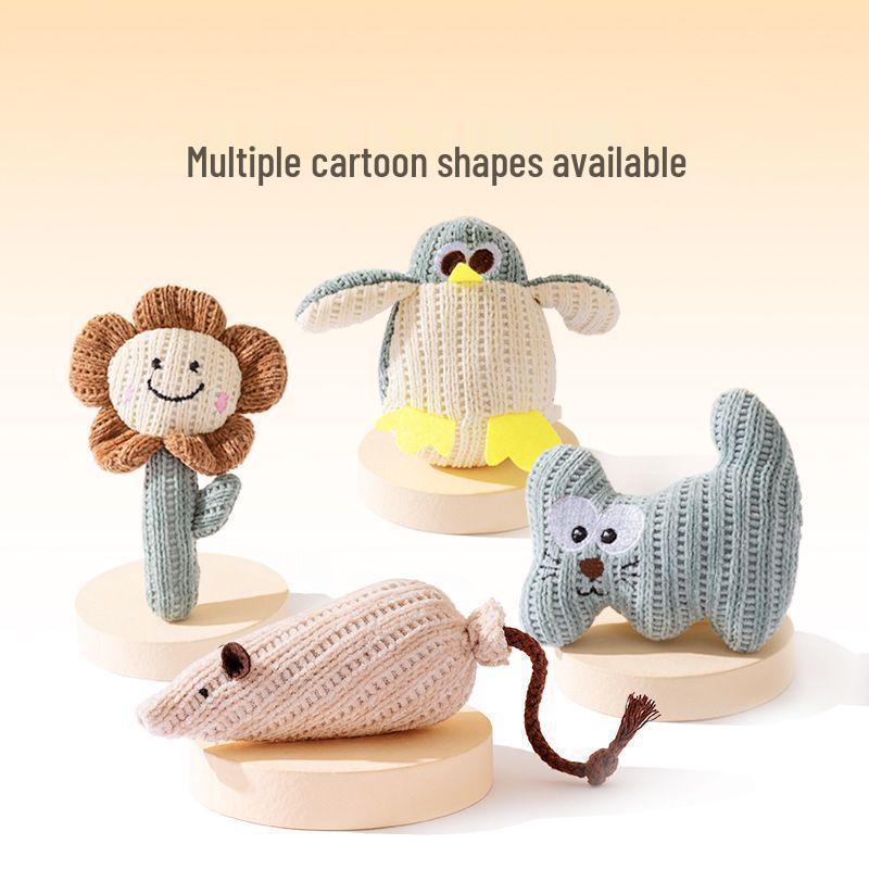 Adorable Catnip Toy for Self-Playing Kittens - Silent Cartoon Teething Toy