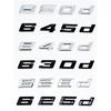 Glossy Black ABS Alphanumeric Badge for BMW E63 E64 F06 F12 F13 G32 - 630i 630d 640i 640d XDrive SDrive - Bright Silver Car Embl