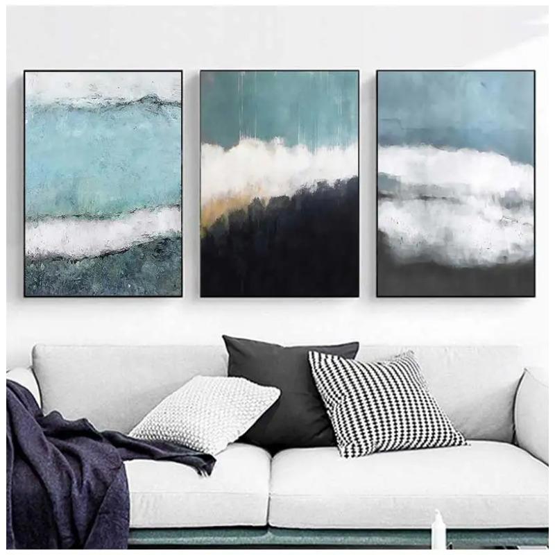 Art Modern Cuadro Decor Home Fashion Wall Picture for Living Room Nordic Poster and Print Abstract Blue Black Colour Canvas