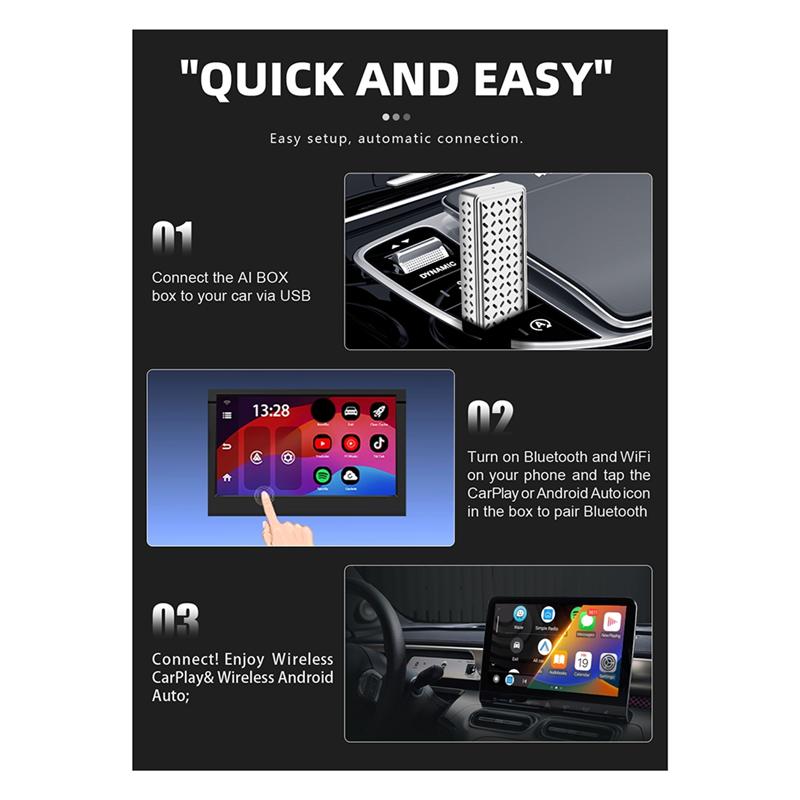 Portable Android 12 Carplay AI Box Wireless Carplay Adapter Android Auto For Netflix Youtube VW Toyota Mazda Hyundai Haval GMC