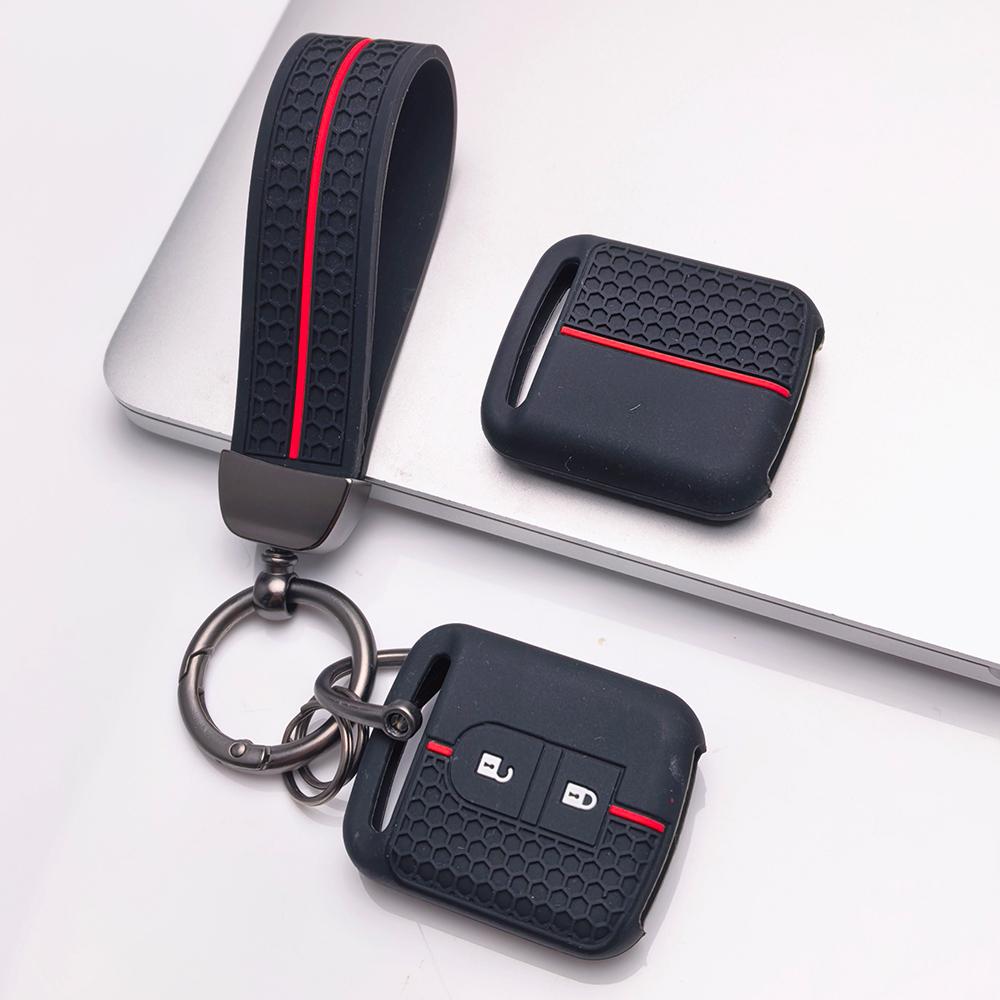 Key Fob Cover for Nissan Qashqai Micra Tiida Sunny Livina Sylphy with Keychain Anti-Scratch Surface Shockproof Structure Soft Grip Texture