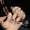 HANDMADE Long Stiletto Fake Nail Art Retro Dark Style Sweet Cool Silver Black Spider Skull Nude Pink Light Purple Gradient Phototherapy Nails