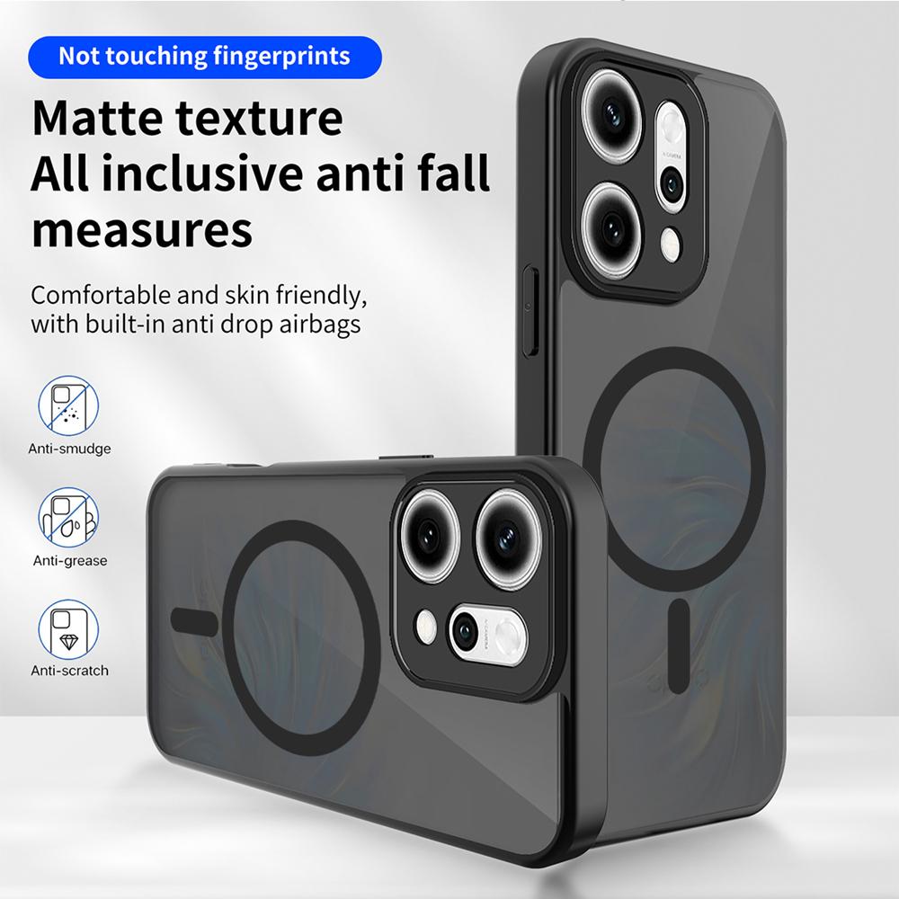 KEYSION Magnetic Phone Case for OPPO Reno 14 Pro 5G Silicone+PC Matte Translucent Clear Shockproof Cover for OPPO Reno14 F 5G