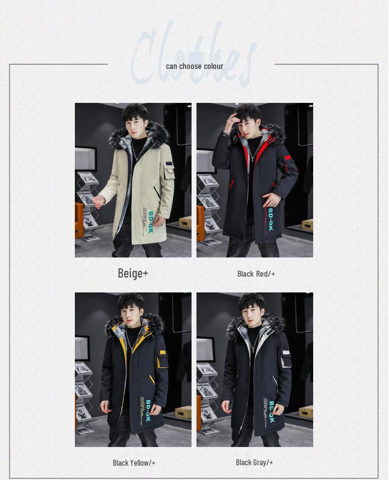 Parka d'hiver mi-longue en coton pour homme 2025: Vêtements d'extérieur épais, doublés de velours, chauds