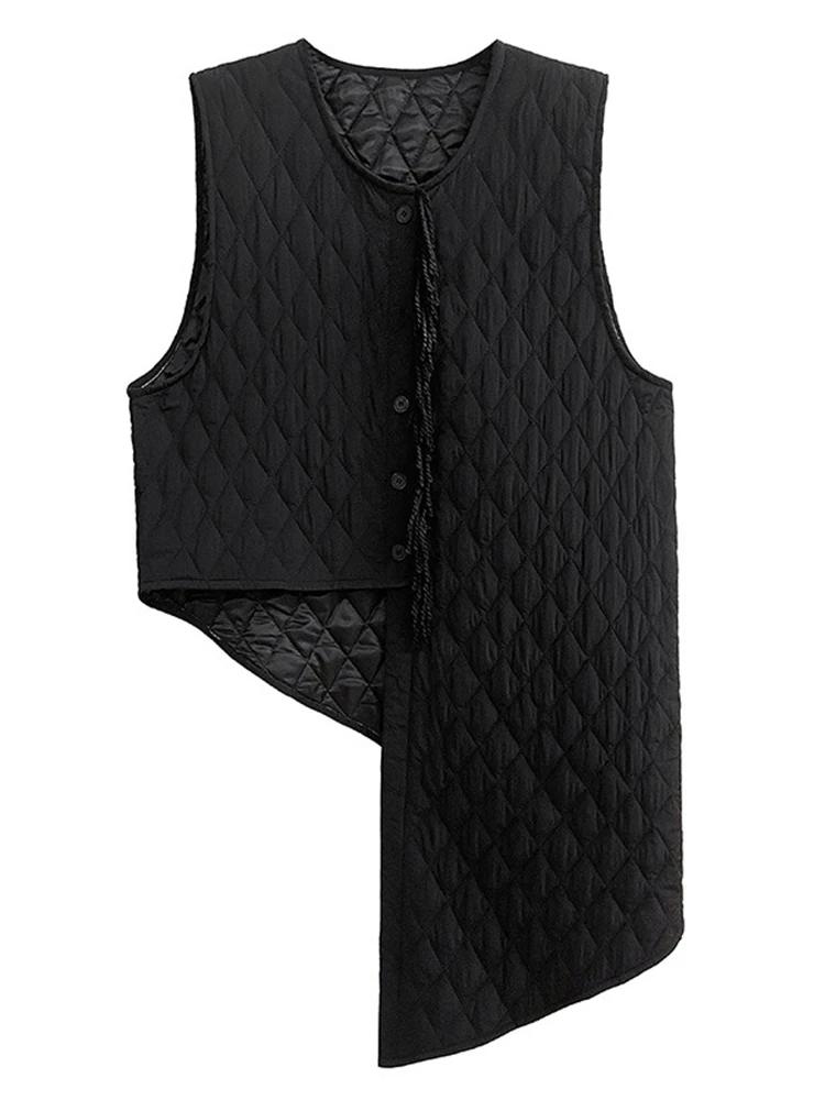 

XITAO свободный асимметричный женский жилет без рукавов пальто ZYY1093 One Size чёрный