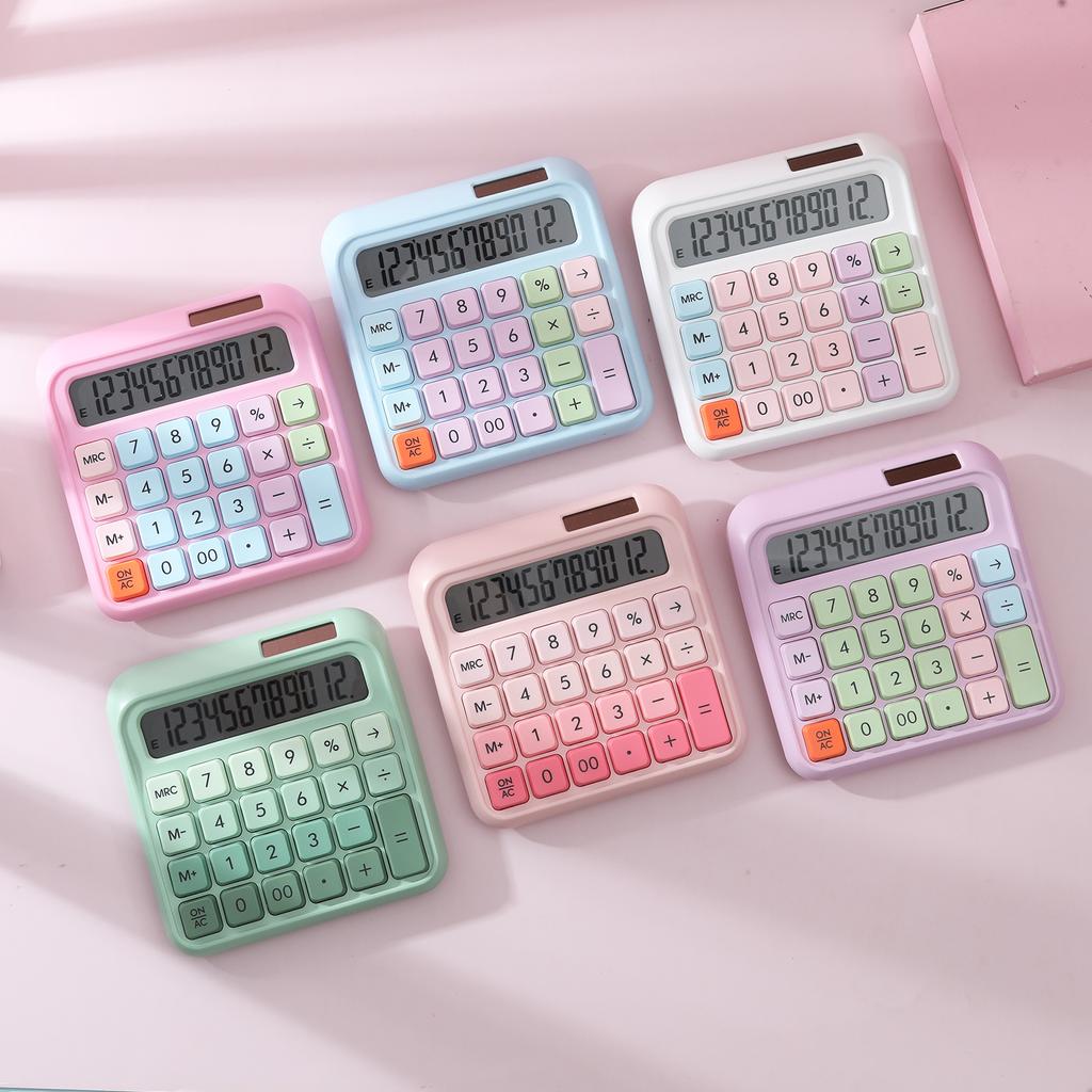 Desktop Calculator 12 Digit Large and LCD Display Big Button Calculators Solar Power and Battery
