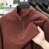 Men's Double-Sided Fleece Stand-Collar Long-Sleeve T-Shirt – Warm Base Layer for Autumn/Winter.