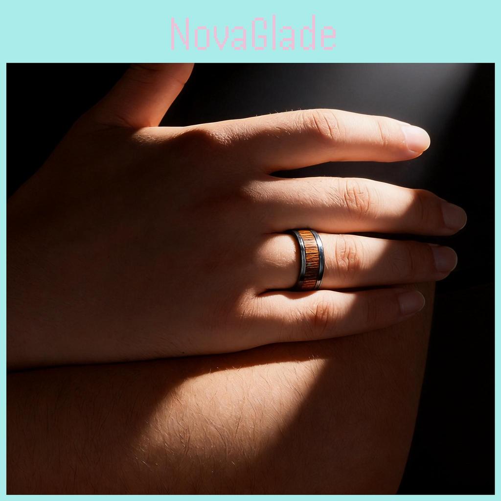 Titanium Steel Wooden Grain Ring With Resin Coating For Men And Women Fashion Jewelry