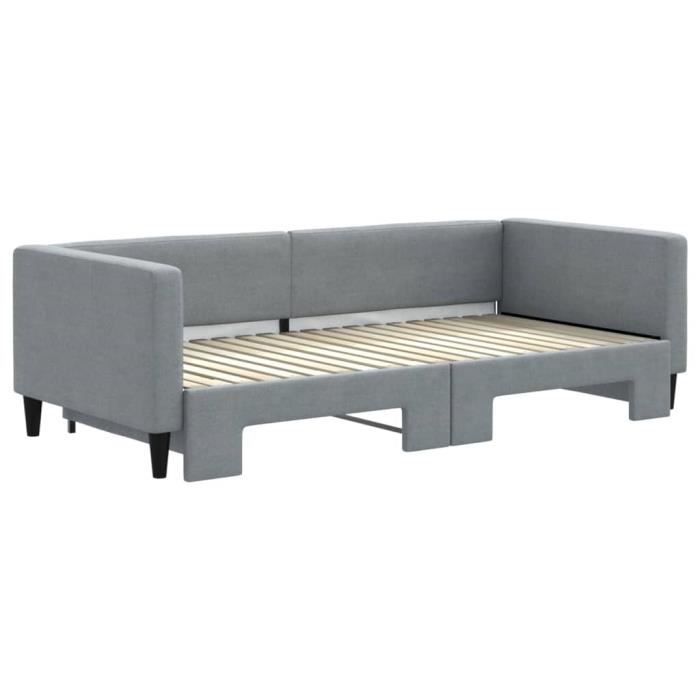 VidaXL Lit de jour avec lit gigogne gris clair 90x190 cm tissu 3196588