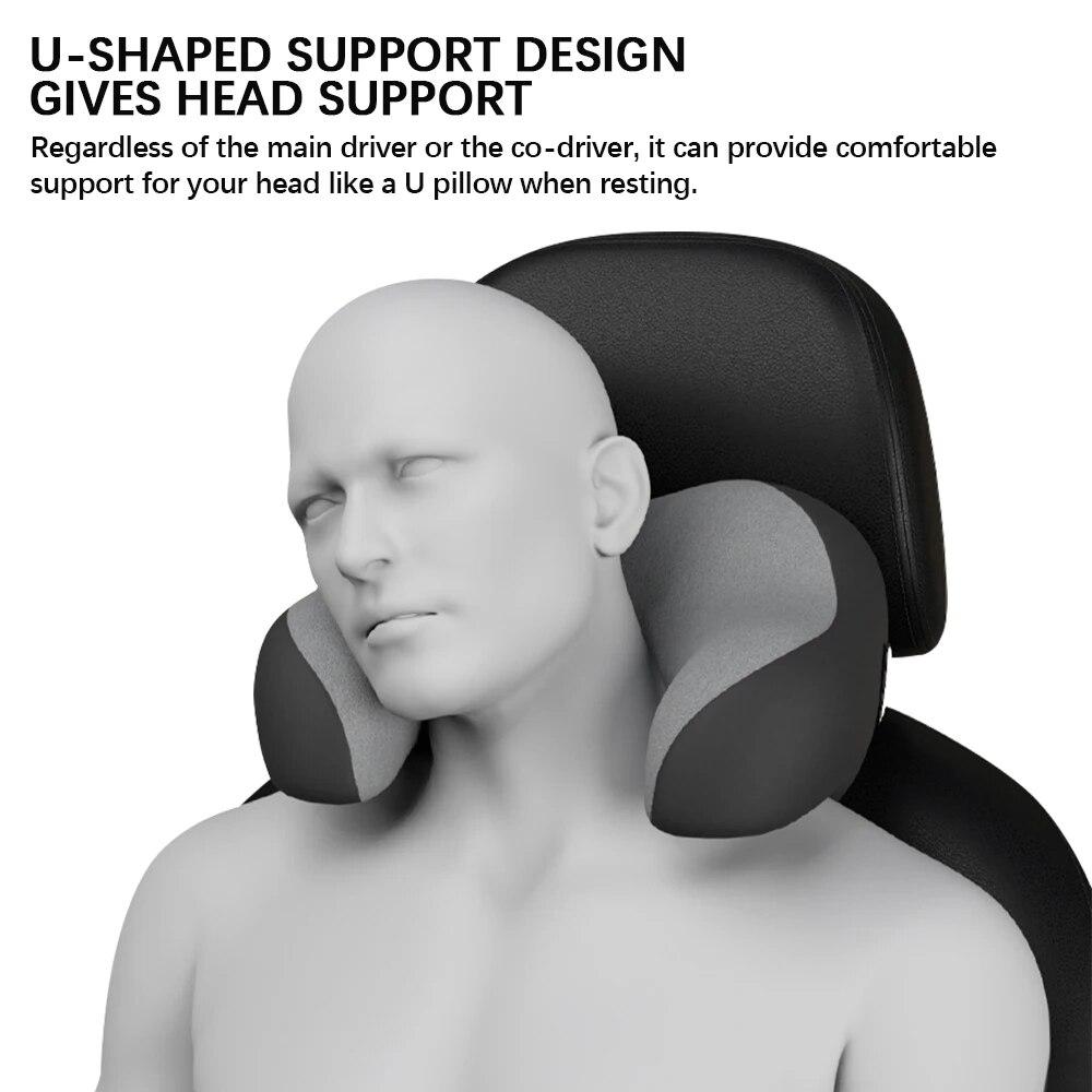 Headrest Pillow for Car Seat Memory Foam Neck Support Pillow for Neck Pain Relief Resting Sleeping U-Shaped Soft Travel