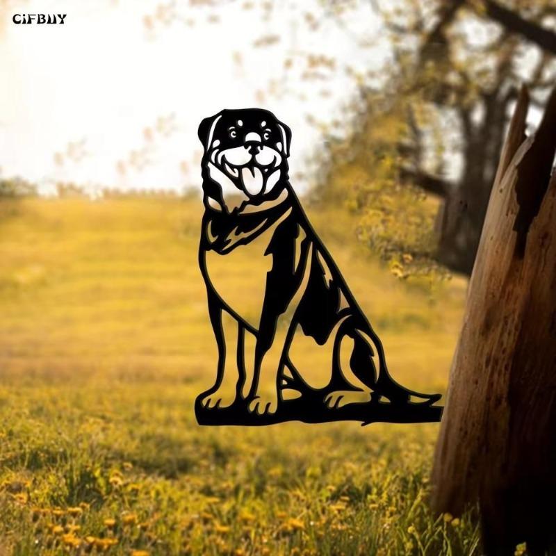 Metal Rottweiler Silhouette Garden Home Decor Gift