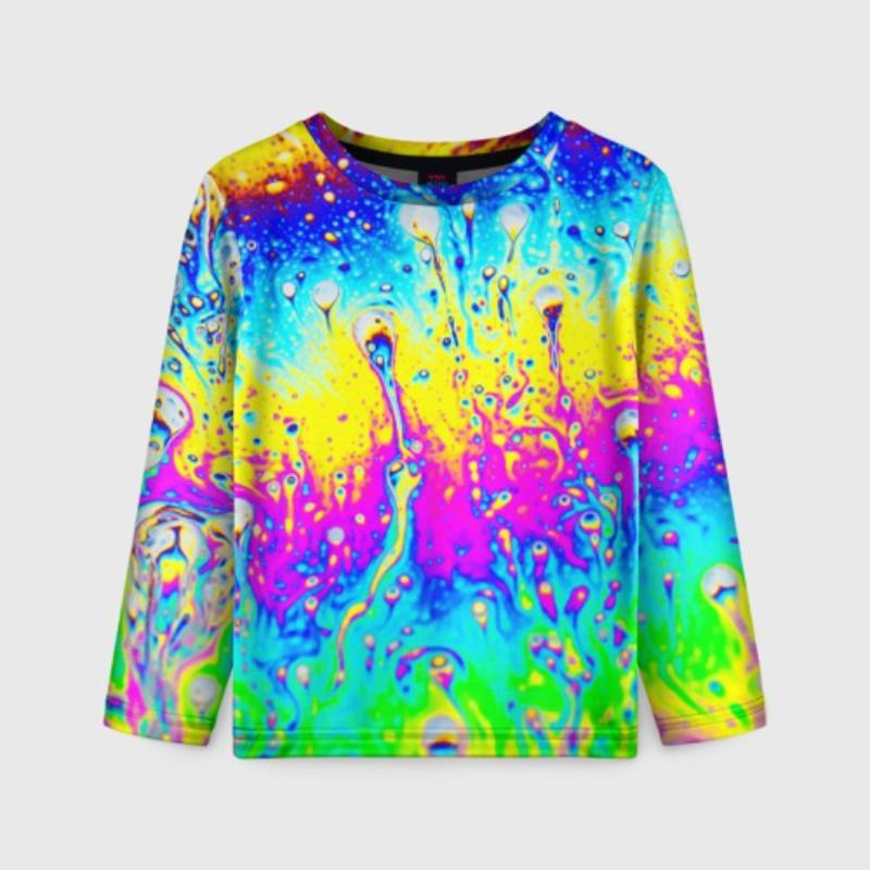 Children's Drawing Print Tie Dye Cute T-shirts Boys Long Sleeved Fashionable Soft Comfortable Top