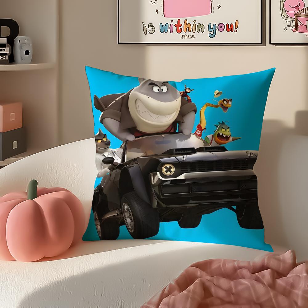Funny Anime American Movie TThe Bad Guys Cushion Cover Pillowcase Short Plush Invisible zipper Room Sofa Cushion Cover