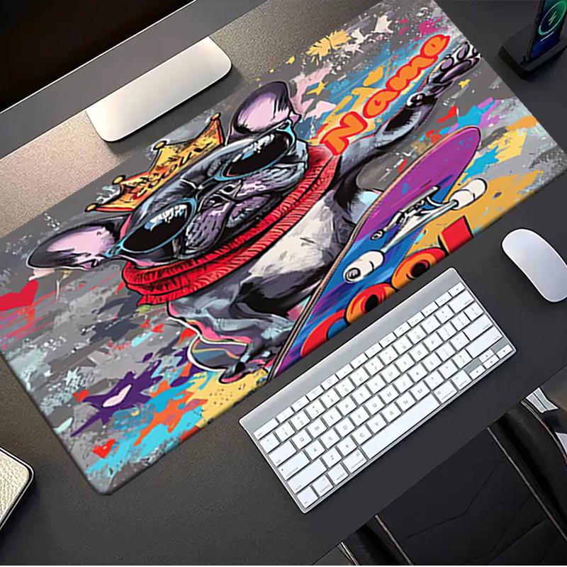 1PC Custom Name Royal Bulldog Skate Style Mouse Pad, Keyboard and Mouse Desk Pad, for Computer Notebook Birthday Gift For Any Room Or Office