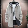Suéter con capucha Otoño Invierno Espesar Manga Larga Cordón Forro de Felpa Longitud Media Chaqueta de Punto Ropa de Calle