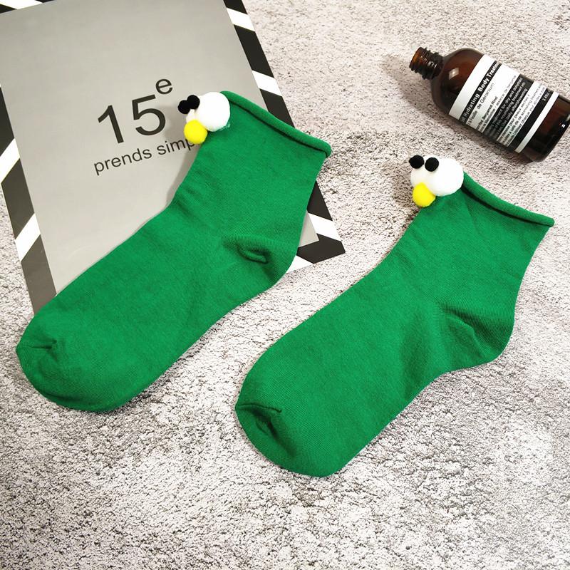 3d three-dimensional big eyes cute cartoon candy color women's cotton tube socks