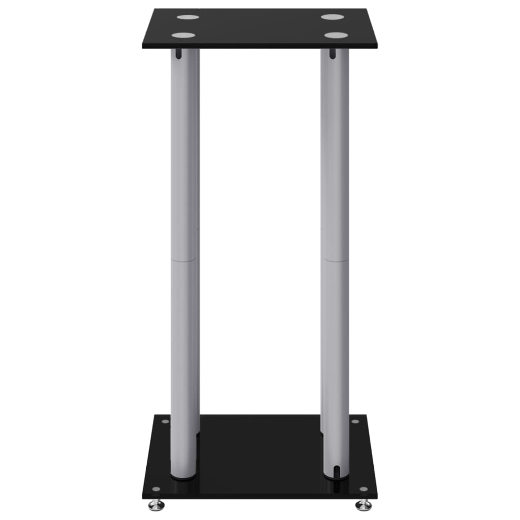 Vidaxl Speaker Stands, 2 Pcs, Black-Silver, Tempered Glass